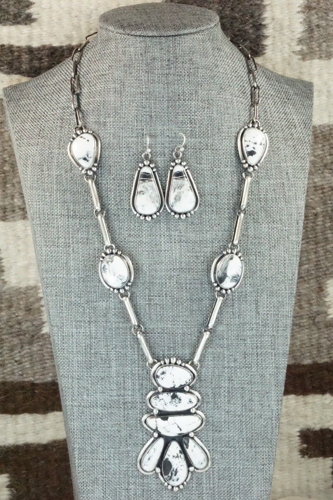 White Buffalo & Sterling Silver Chain Necklace Set - Angela Martin