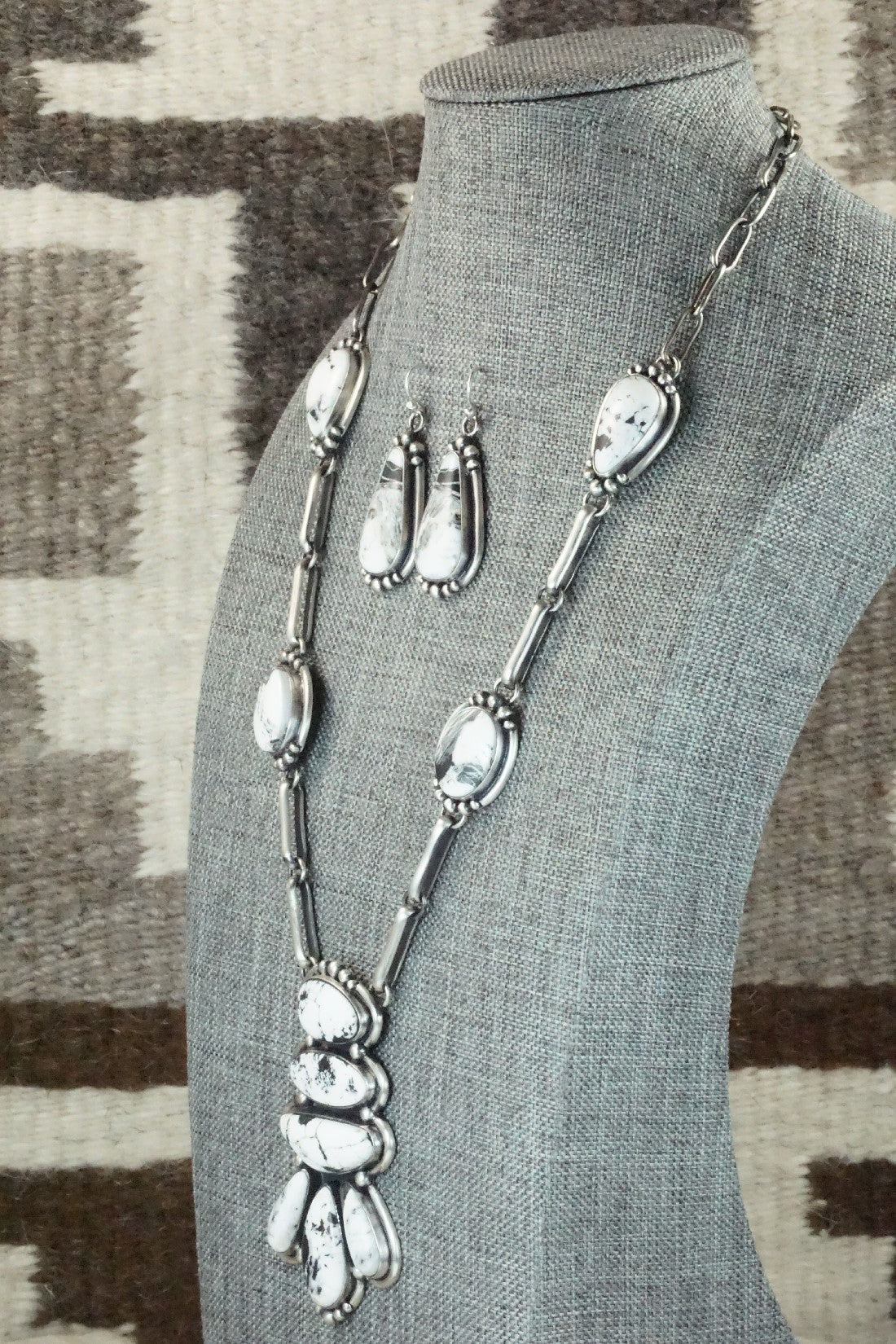 White Buffalo & Sterling Silver Chain Necklace Set - Angela Martin