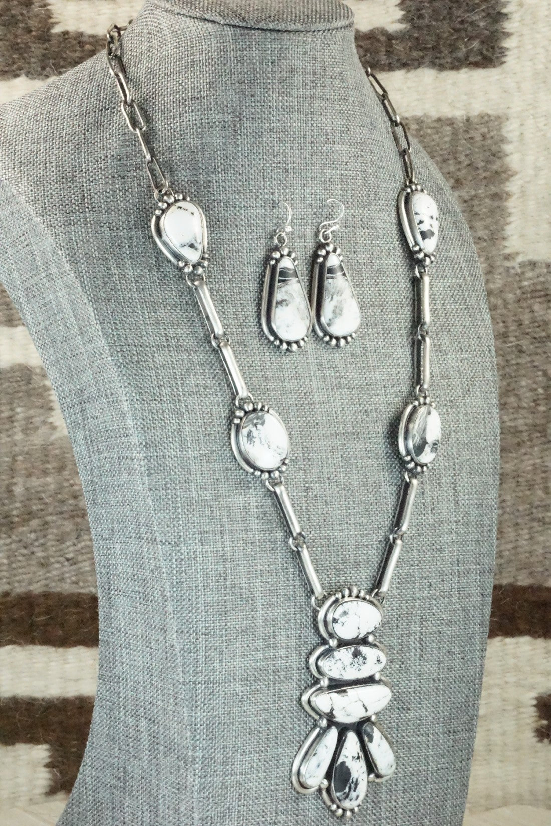 White Buffalo & Sterling Silver Chain Necklace Set - Angela Martin