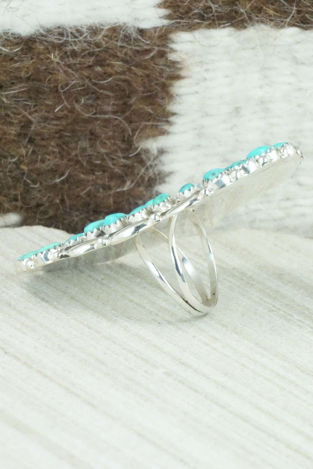 Turquoise and Sterling Silver Ring - Justina Wilson - Size 6.25