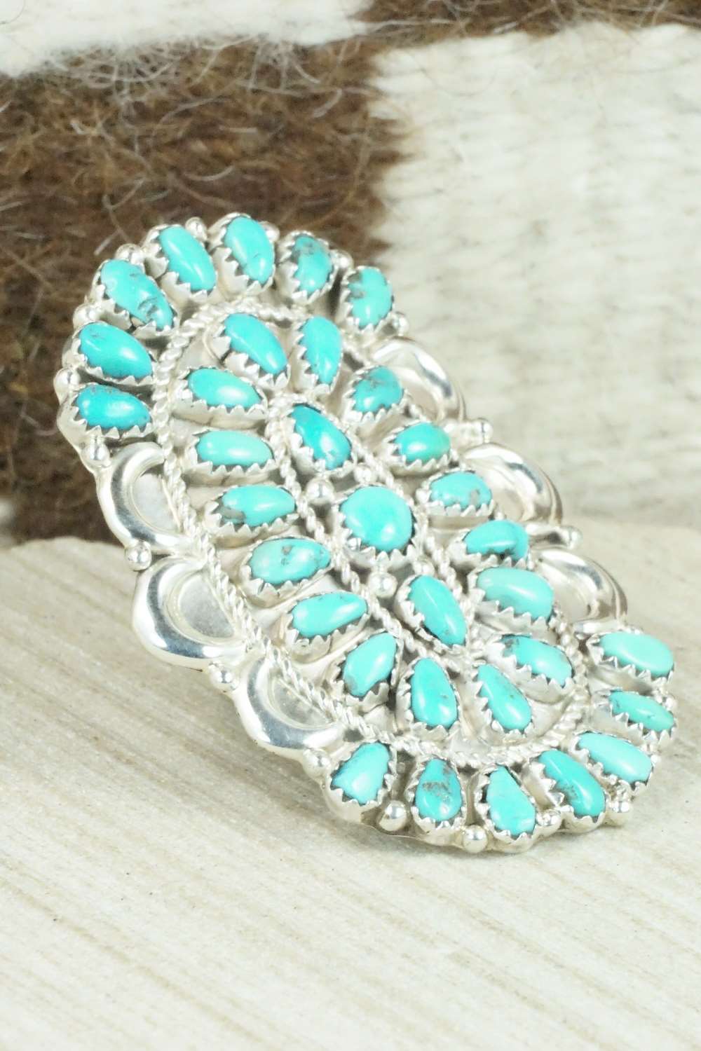 Turquoise and Sterling Silver Ring - Justina Wilson - Size 6.25