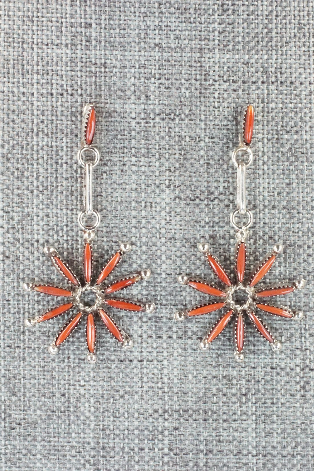 Coral & Sterling Silver Earrings - Yvette Kaamasee