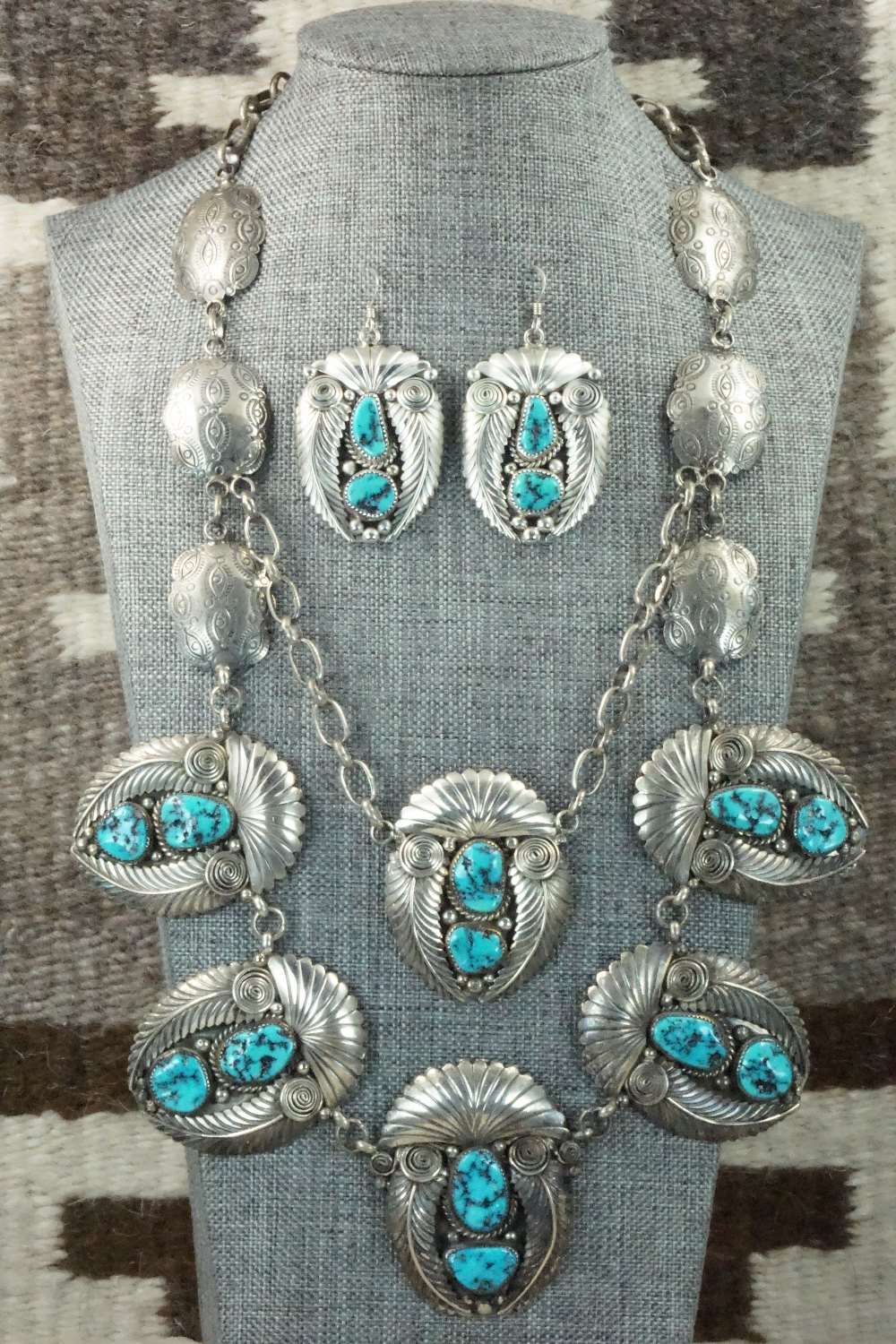 Turquoise & Sterling Silver Necklace and Earrings - Nora Tsosie