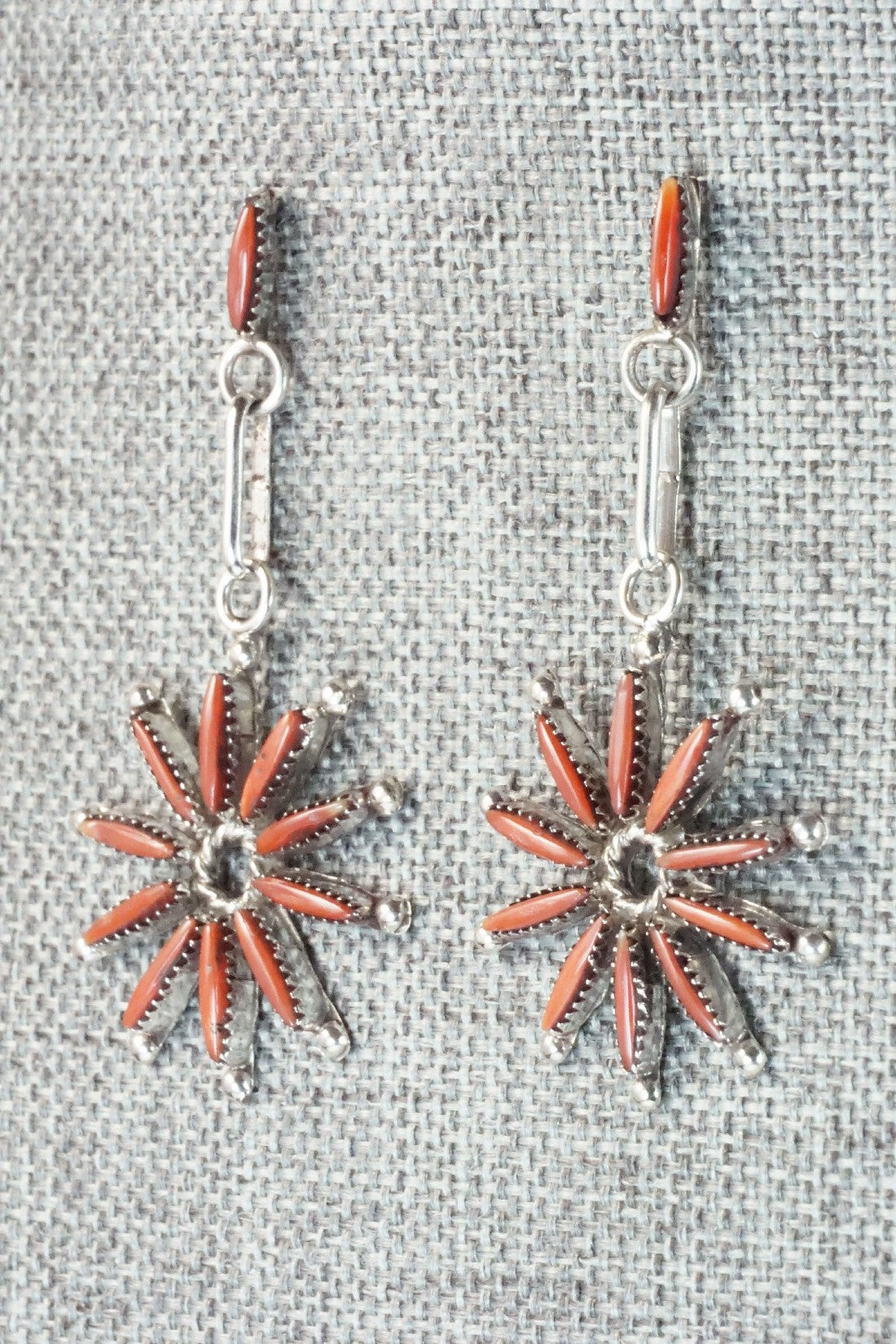 Coral & Sterling Silver Earrings - Yvette Kaamasee
