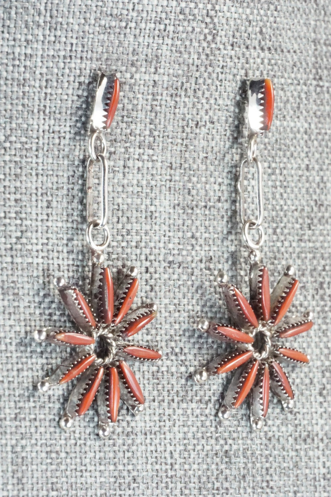 Coral & Sterling Silver Earrings - Yvette Kaamasee