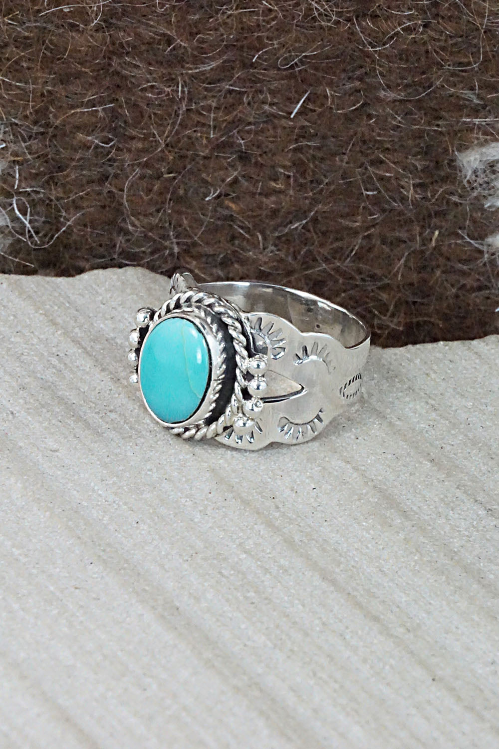 Turquoise and Sterling Silver Ring - Jan Mariano - Size 6.5