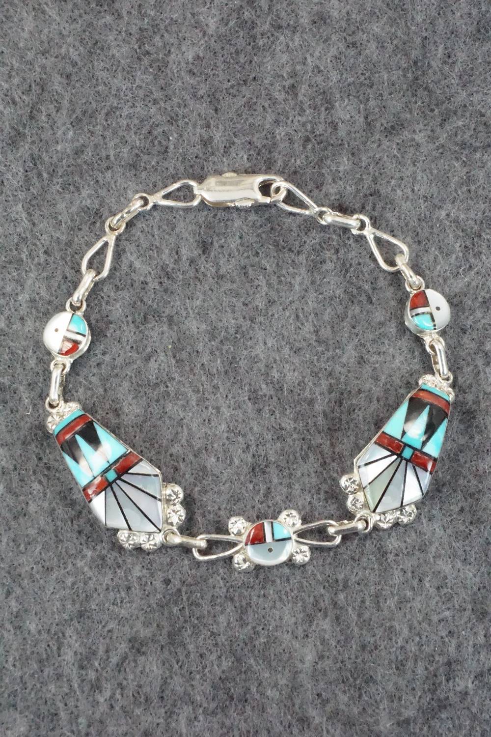 Multi Stone & Sterling Silver Inlay Link Bracelet - Ola Eriacho