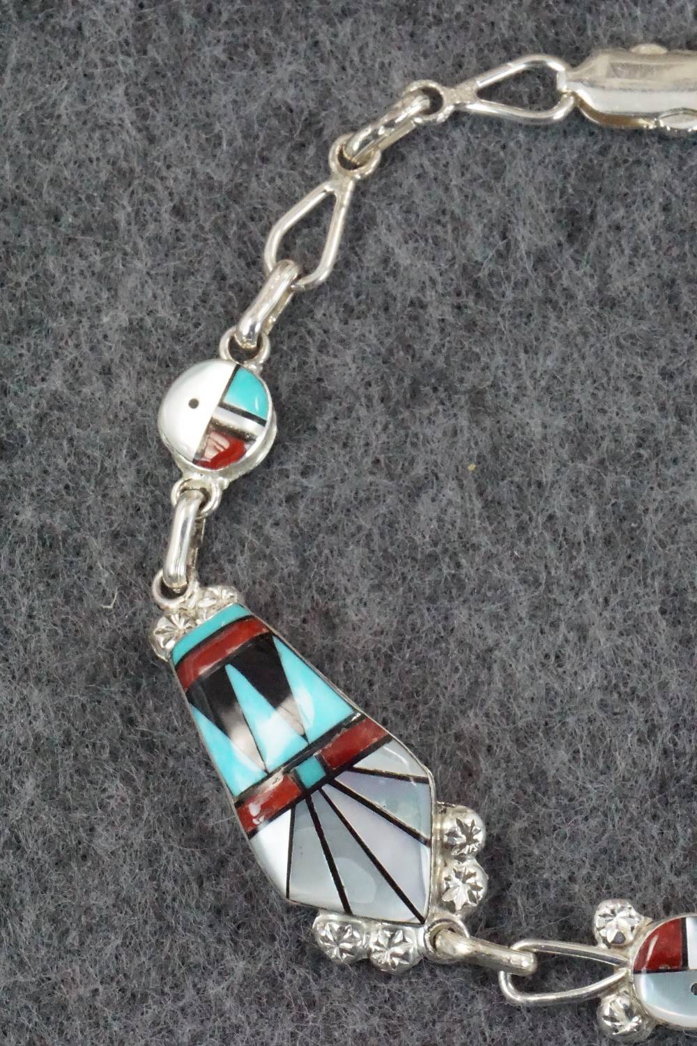 Multi Stone & Sterling Silver Inlay Link Bracelet - Ola Eriacho
