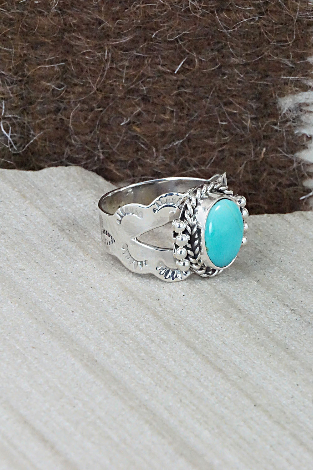 Turquoise and Sterling Silver Ring - Jan Mariano - Size 6.5