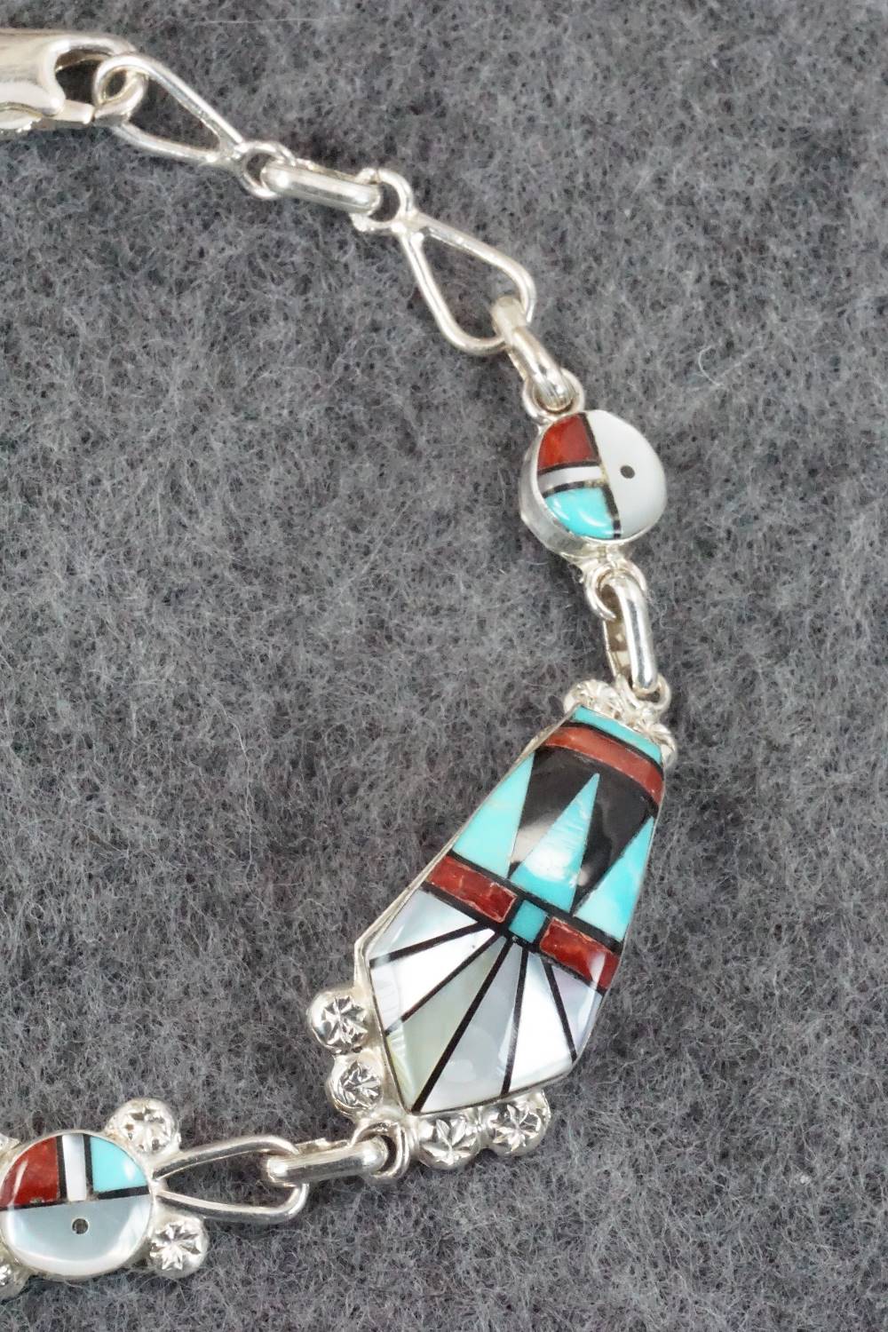 Multi Stone & Sterling Silver Inlay Link Bracelet - Ola Eriacho