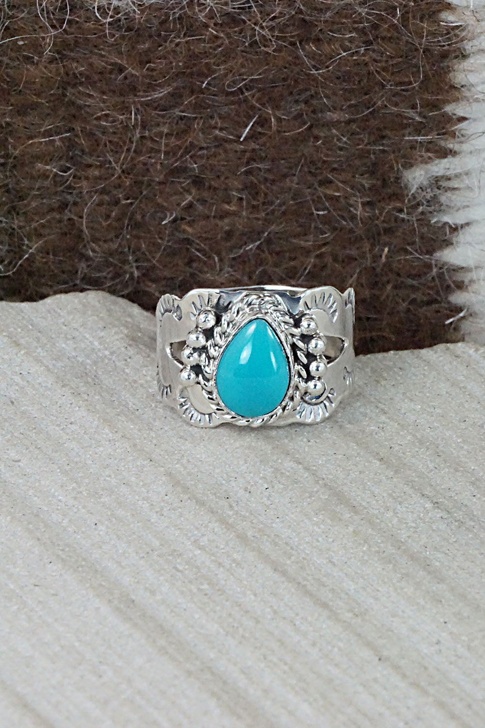 Turquoise and Sterling Silver Ring - Jan Mariano - Size 6.5