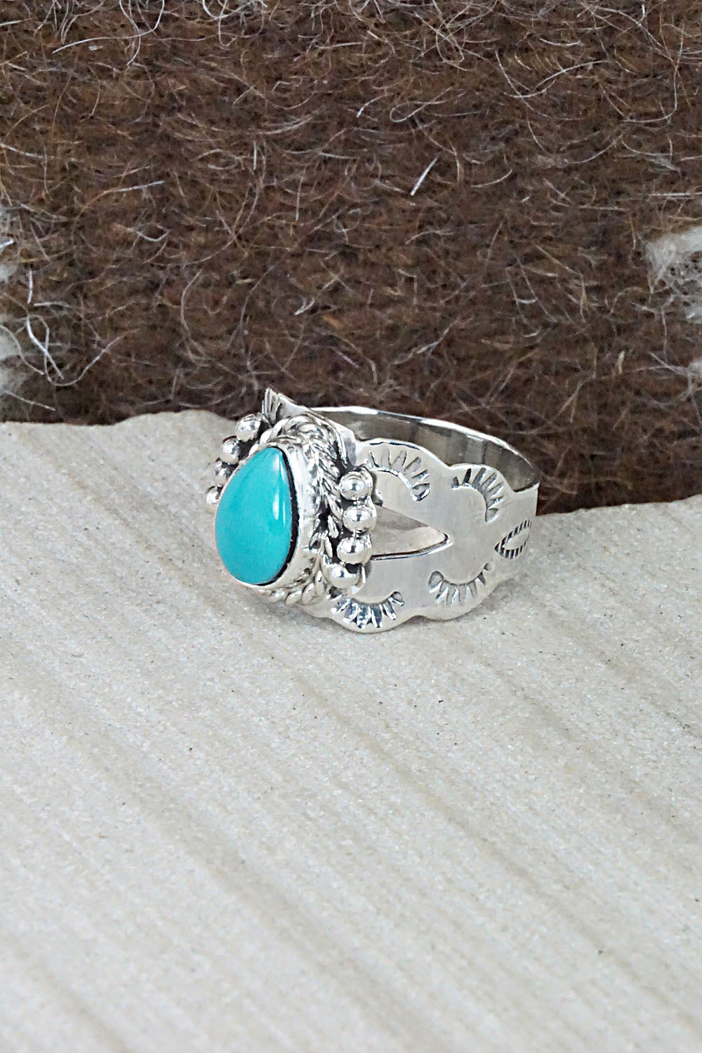 Turquoise and Sterling Silver Ring - Jan Mariano - Size 6.5