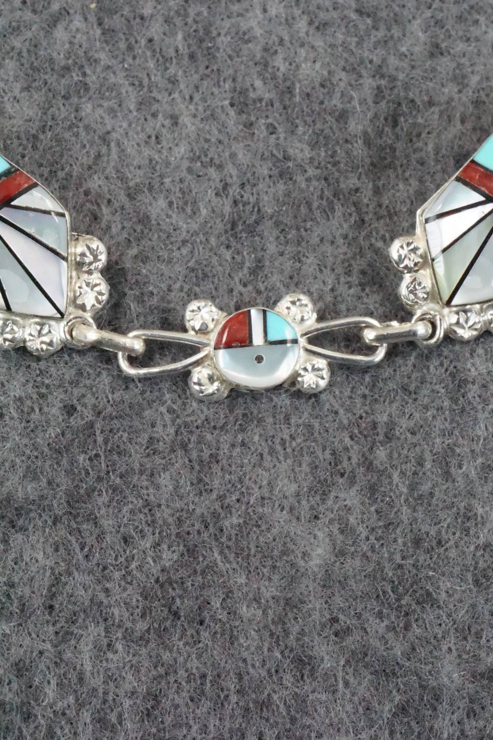 Multi Stone & Sterling Silver Inlay Link Bracelet - Ola Eriacho