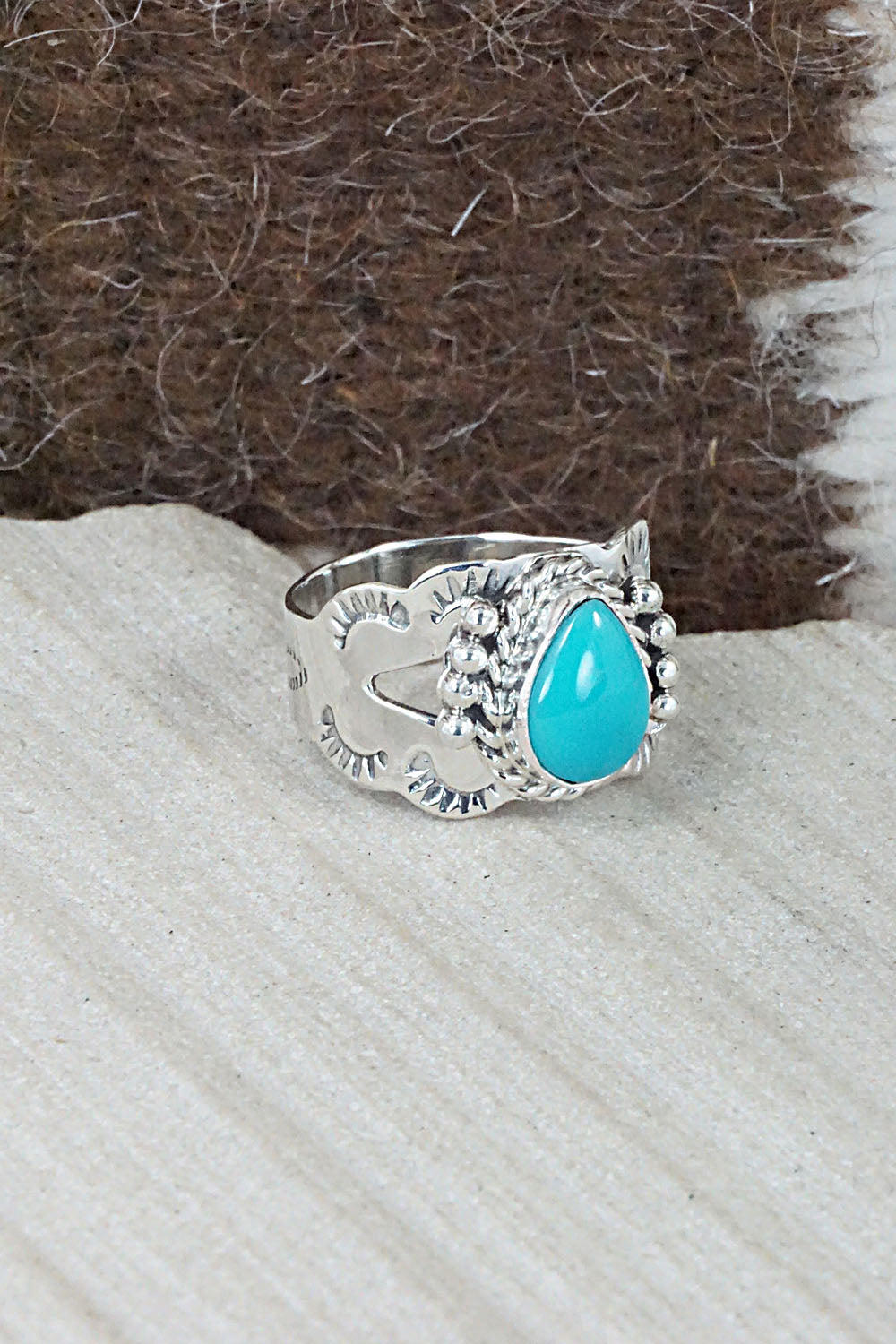 Turquoise and Sterling Silver Ring - Jan Mariano - Size 6.5
