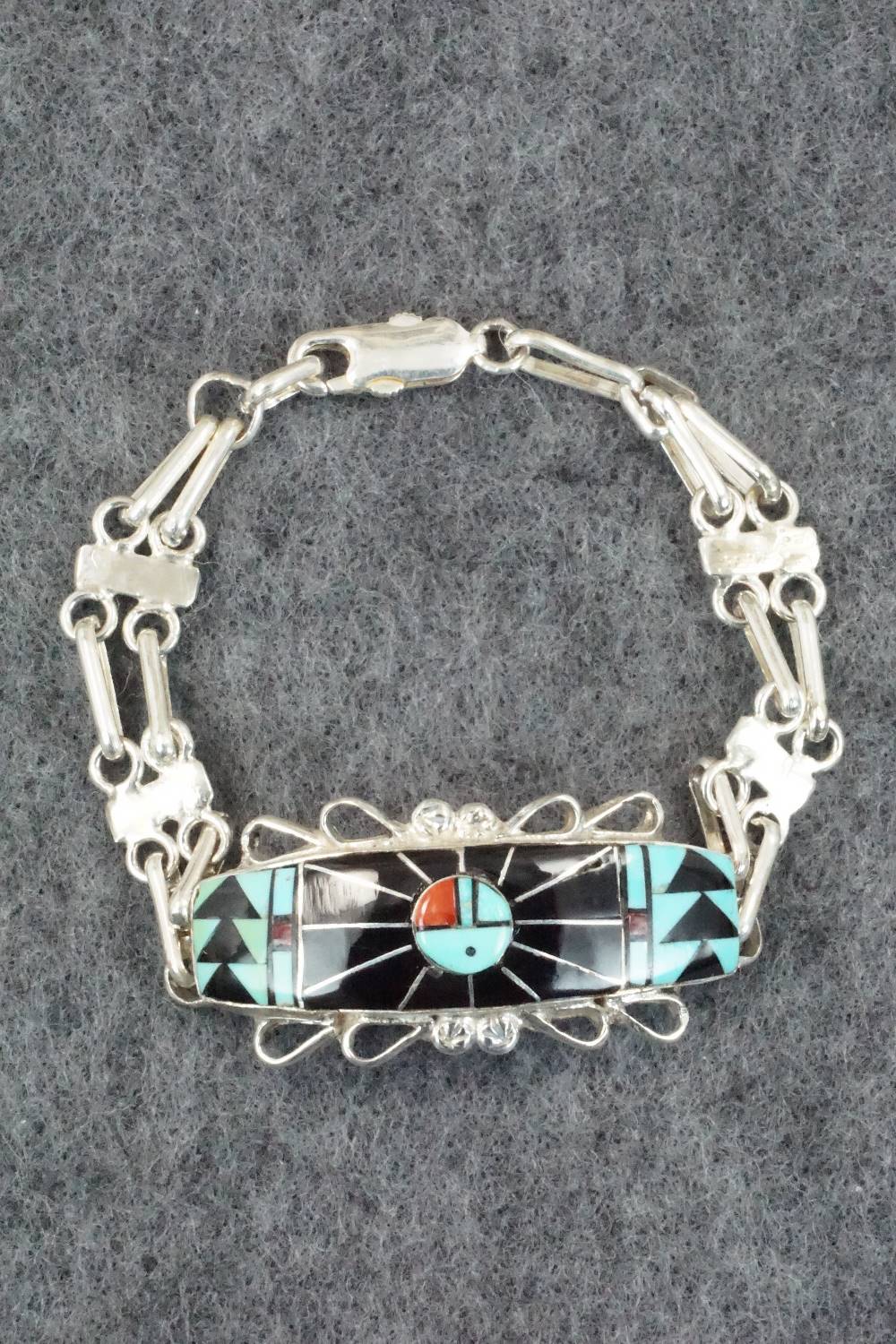 Multi Stone & Sterling Silver Inlay Link Bracelet - Ola Eriacho