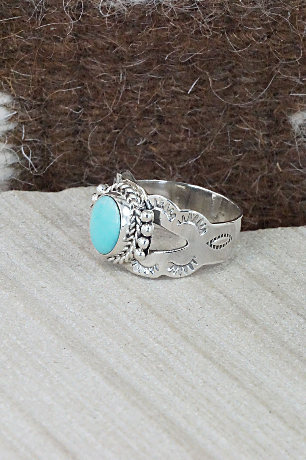 Turquoise and Sterling Silver Ring - Jan Mariano - Size 8