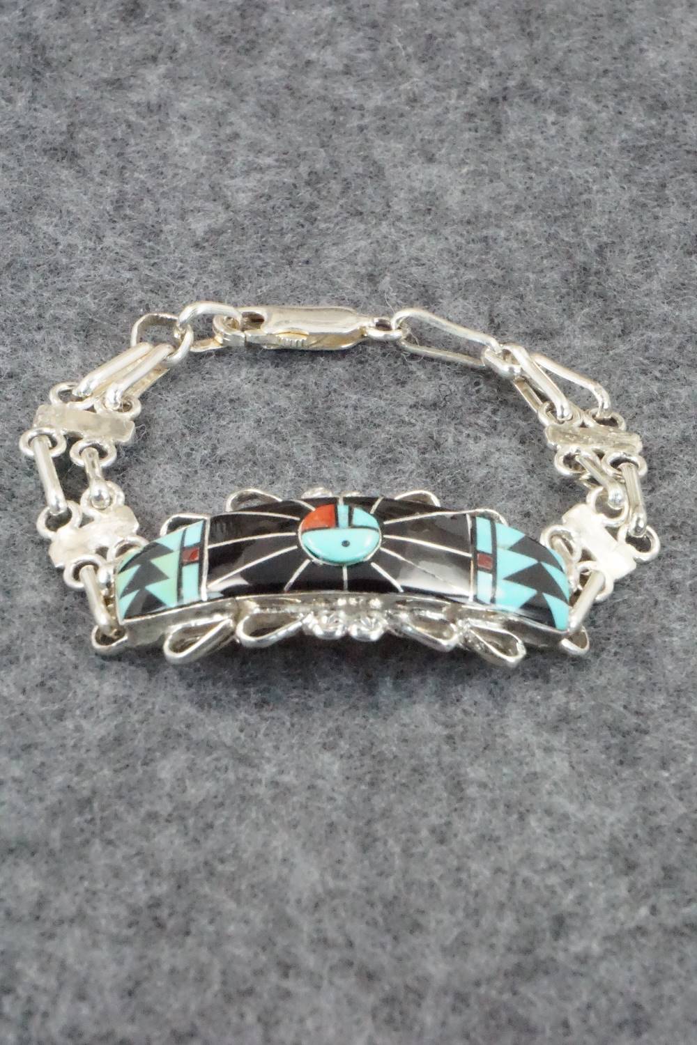 Multi Stone & Sterling Silver Inlay Link Bracelet - Ola Eriacho