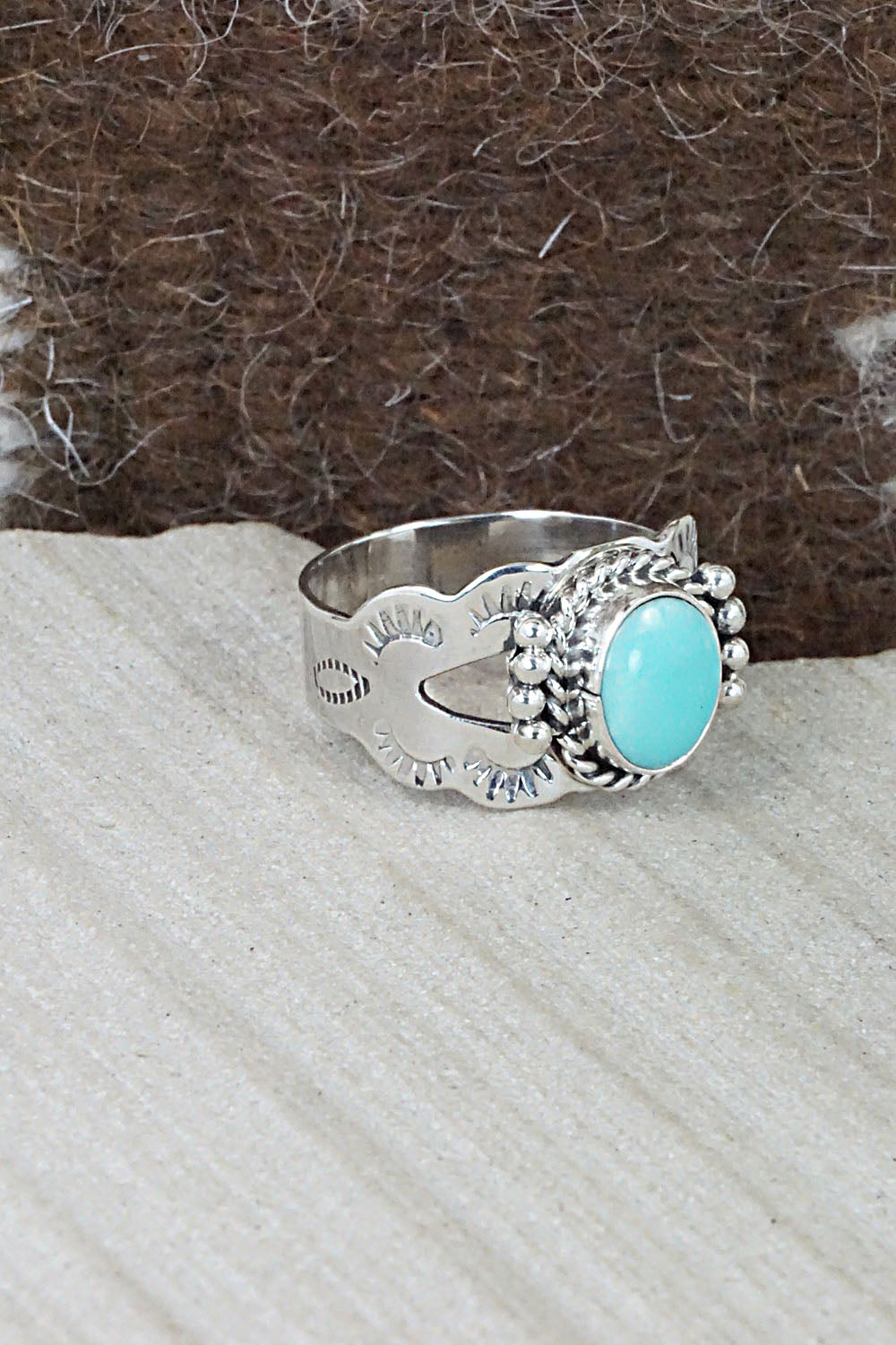 Turquoise and Sterling Silver Ring - Jan Mariano - Size 8