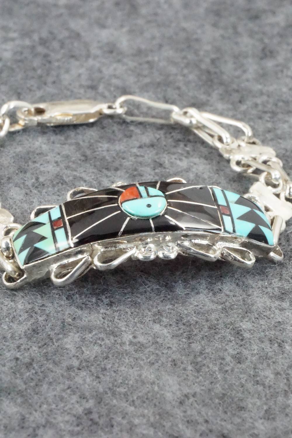 Multi Stone & Sterling Silver Inlay Link Bracelet - Ola Eriacho