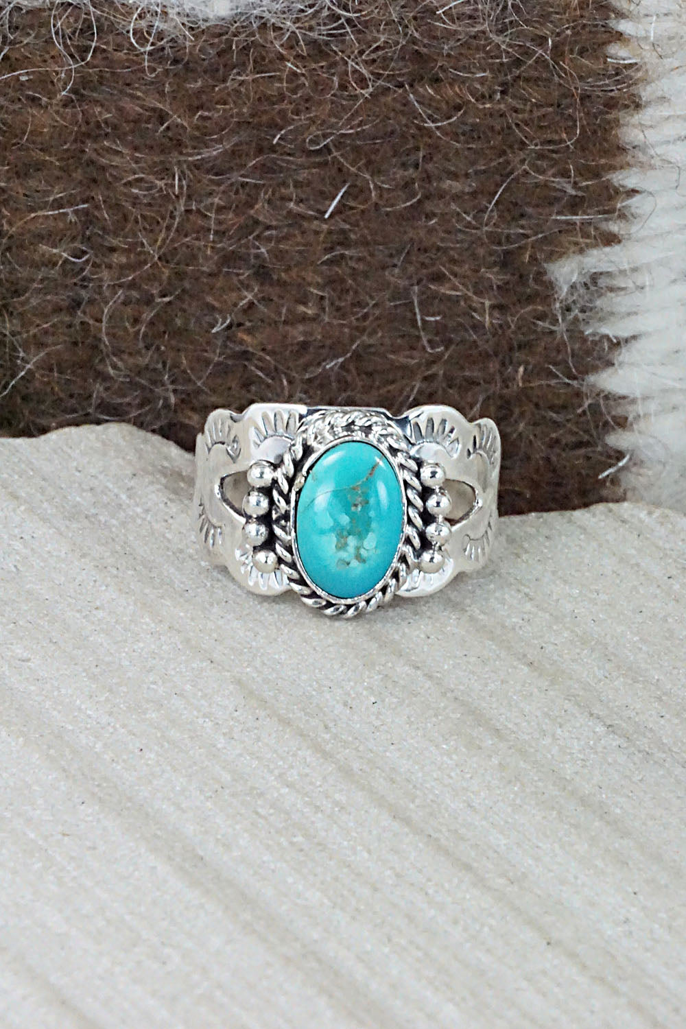 Turquoise and Sterling Silver Ring - Jan Mariano - Size 9