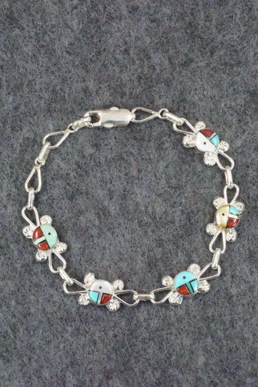 Multi Stone & Sterling Silver Inlay Link Bracelet - Ola Eriacho