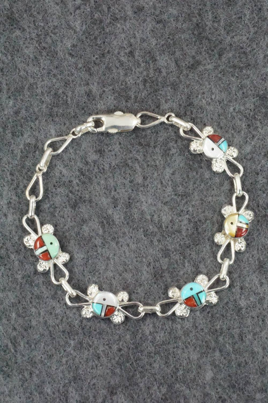 Multi Stone & Sterling Silver Inlay Link Bracelet - Ola Eriacho