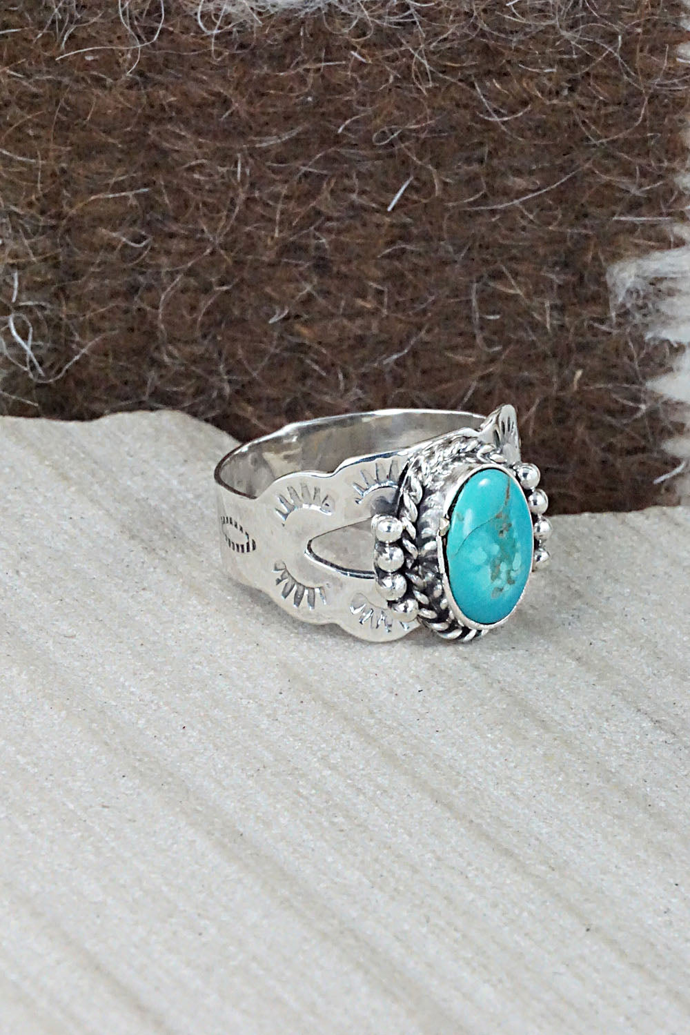 Turquoise and Sterling Silver Ring - Jan Mariano - Size 9