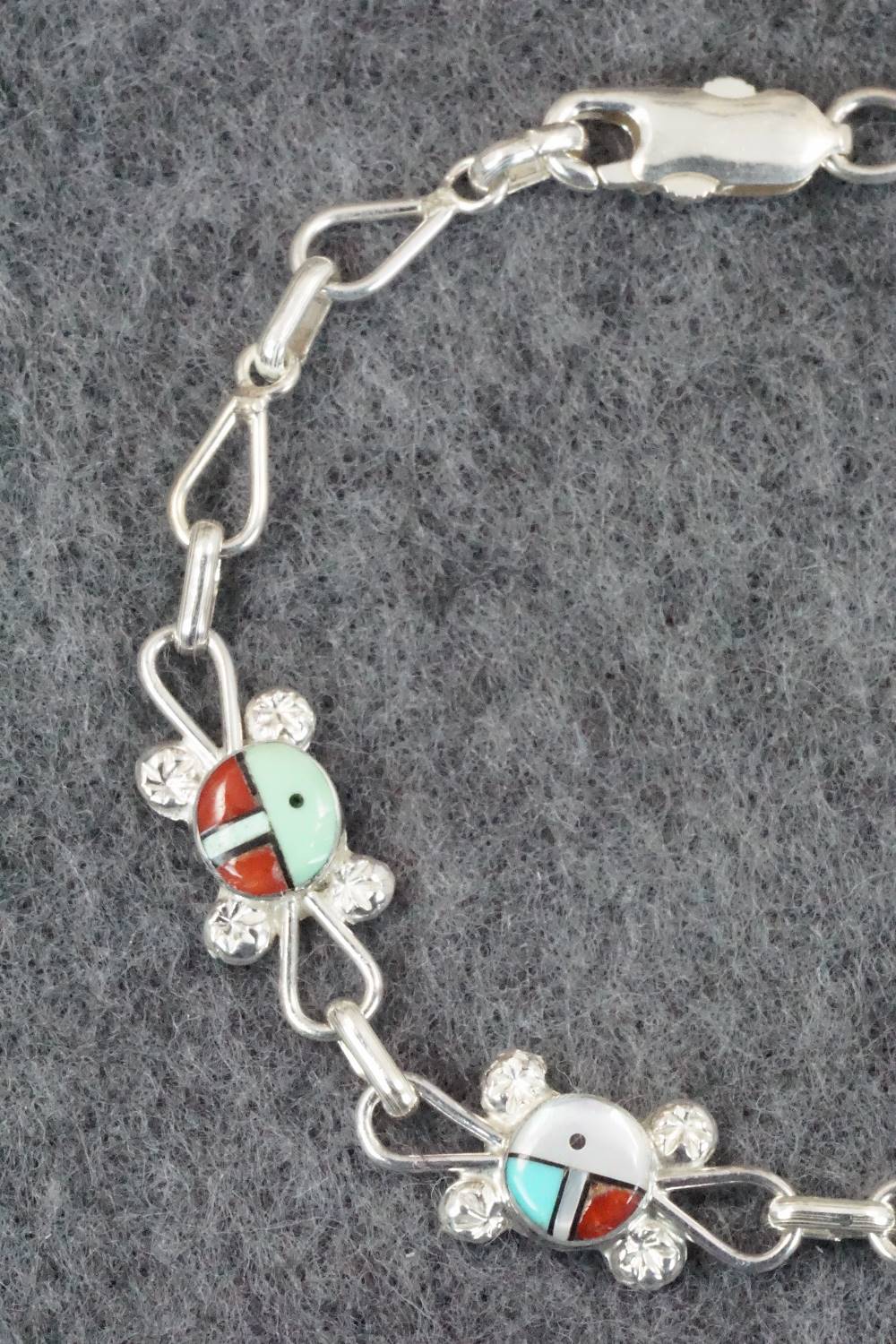 Multi Stone & Sterling Silver Inlay Link Bracelet - Ola Eriacho