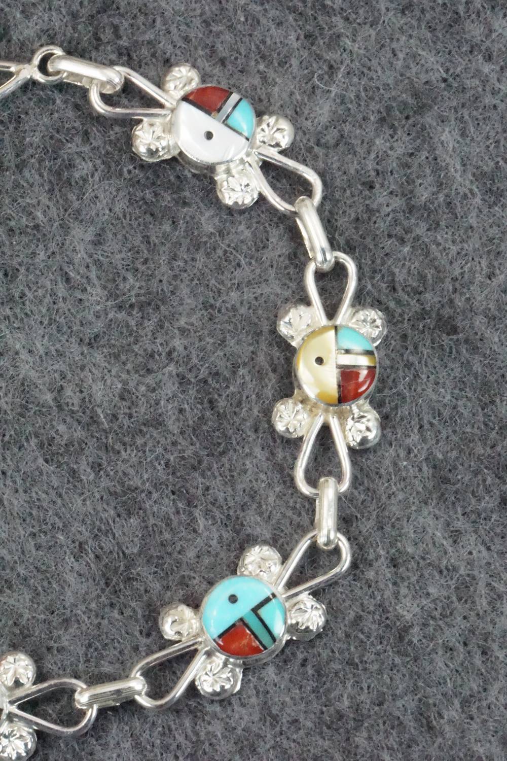 Multi Stone & Sterling Silver Inlay Link Bracelet - Ola Eriacho