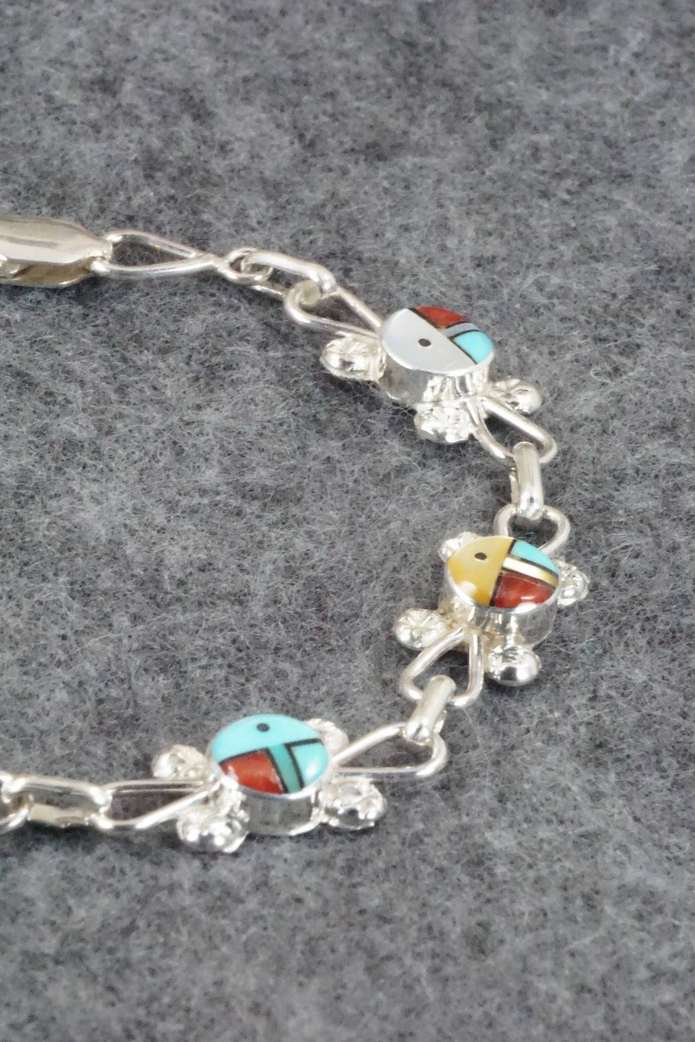 Multi Stone & Sterling Silver Inlay Link Bracelet - Ola Eriacho