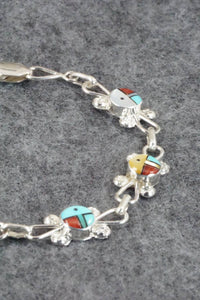 Multi Stone & Sterling Silver Inlay Link Bracelet - Ola Eriacho