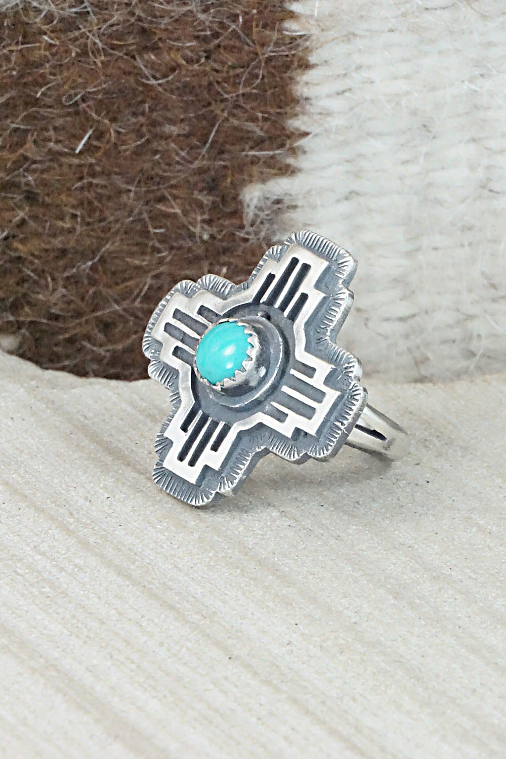 Turquoise & Sterling Silver Ring - Alice Rose Saunders - Size 5.5