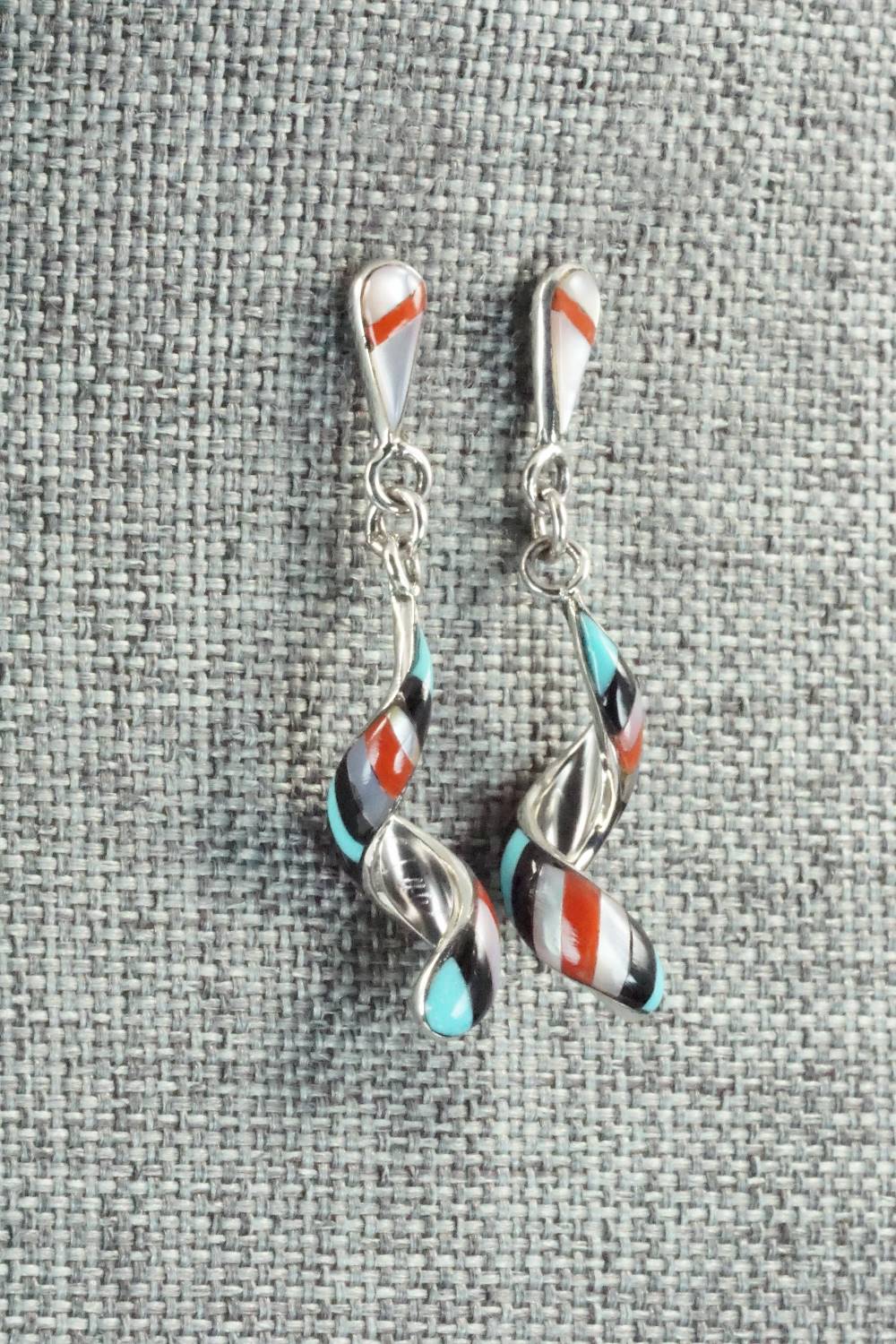 Multi Stone & Sterling Silver Inlay Earrings - Idella Edaakie