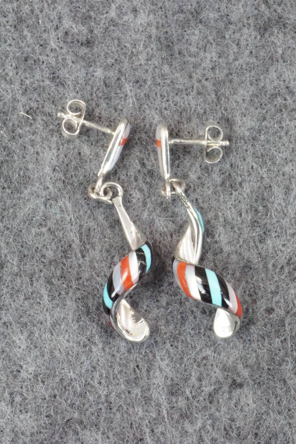 Multi Stone & Sterling Silver Inlay Earrings - Idella Edaakie