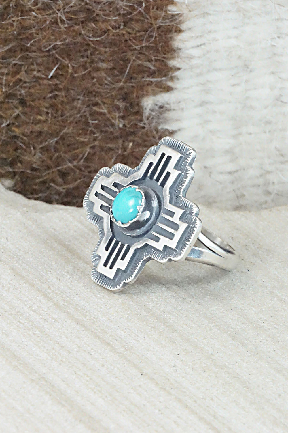 Turquoise & Sterling Silver Ring - Alice Rose Saunders - Size 7