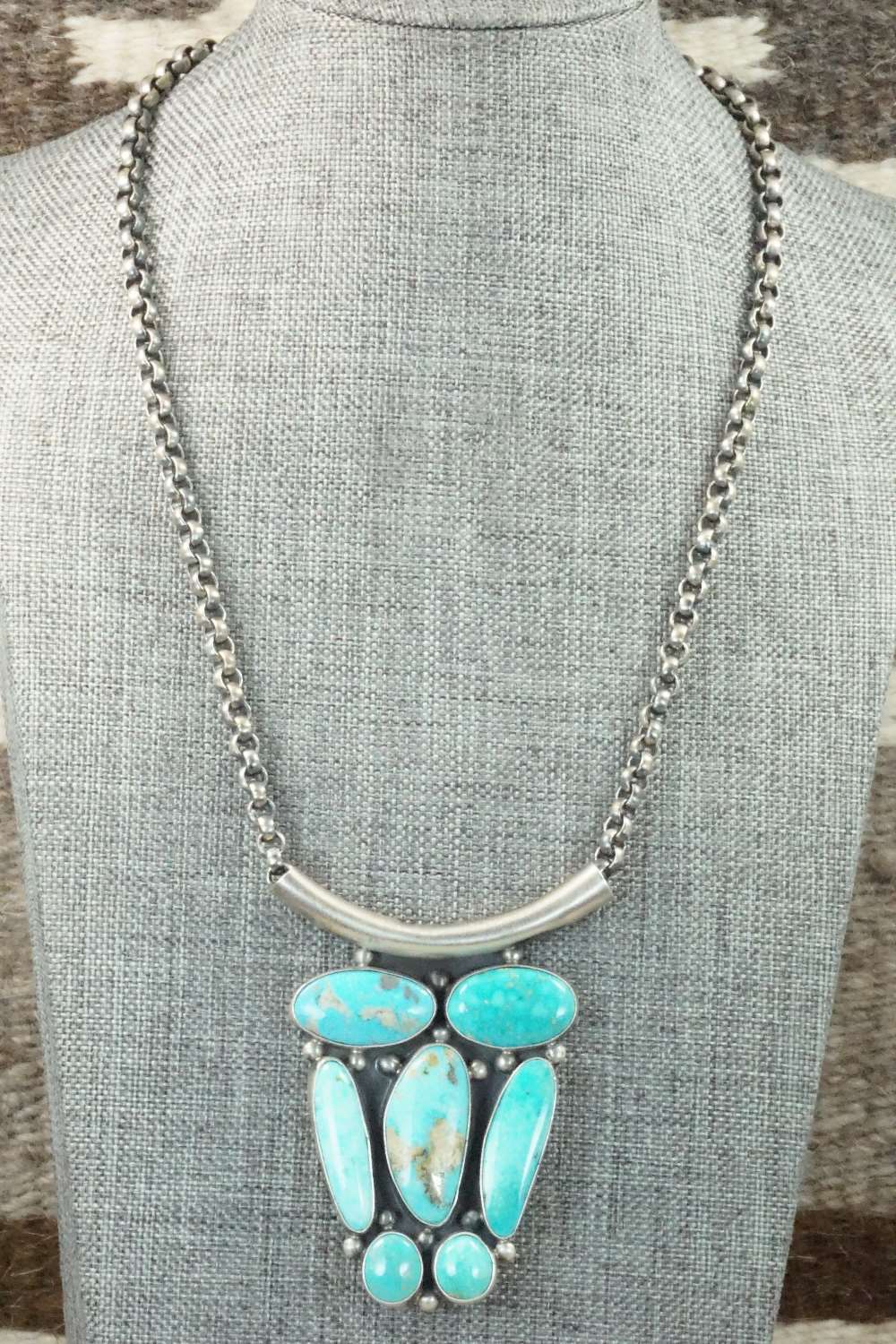 Turquoise & Sterling Silver Necklace - Raymond Delgarito