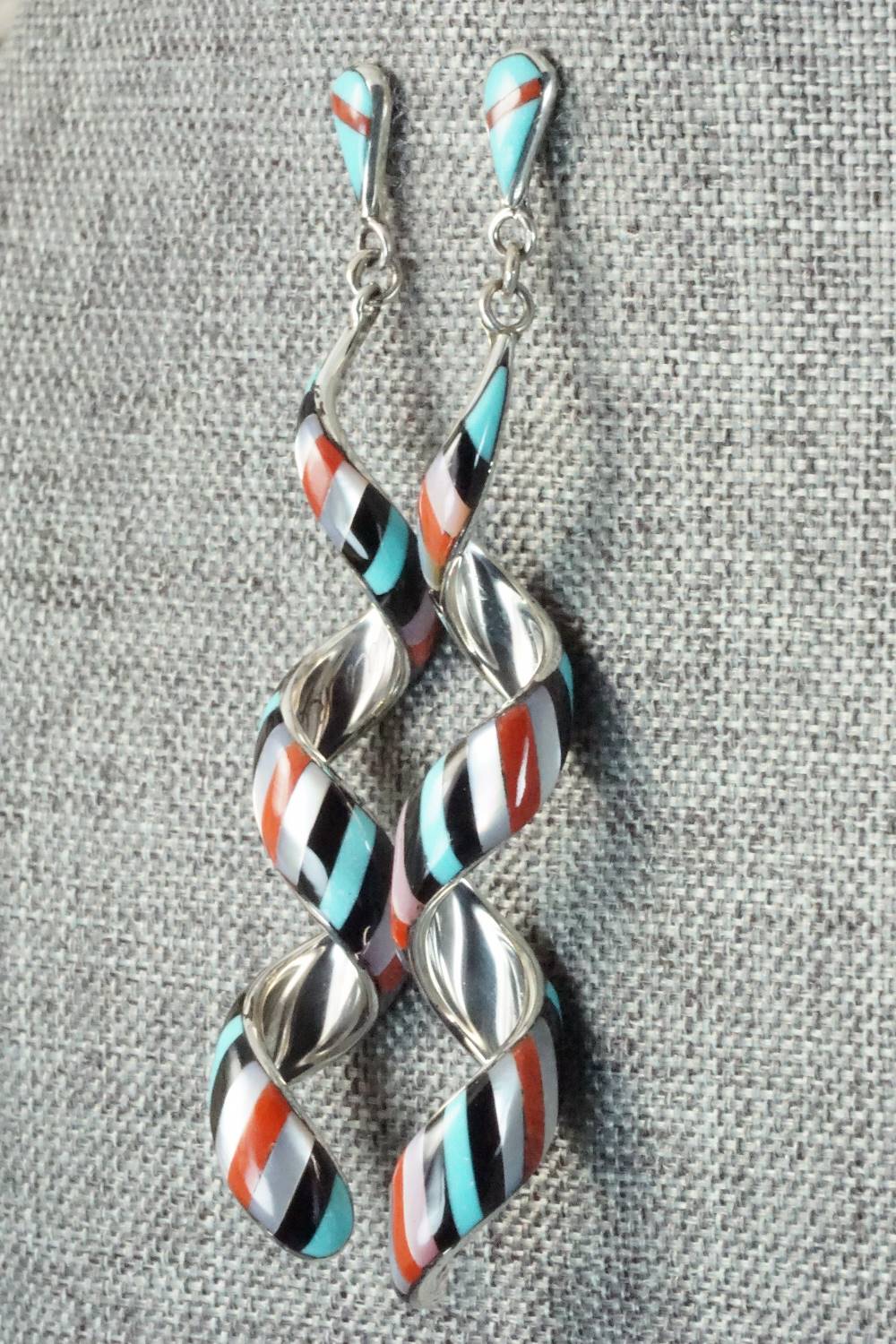 Multi Stone & Sterling Silver Inlay Earrings - Idella Edaakie