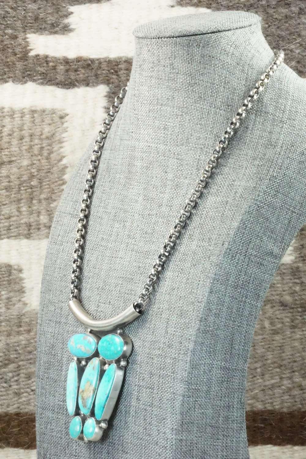 Turquoise & Sterling Silver Necklace - Raymond Delgarito