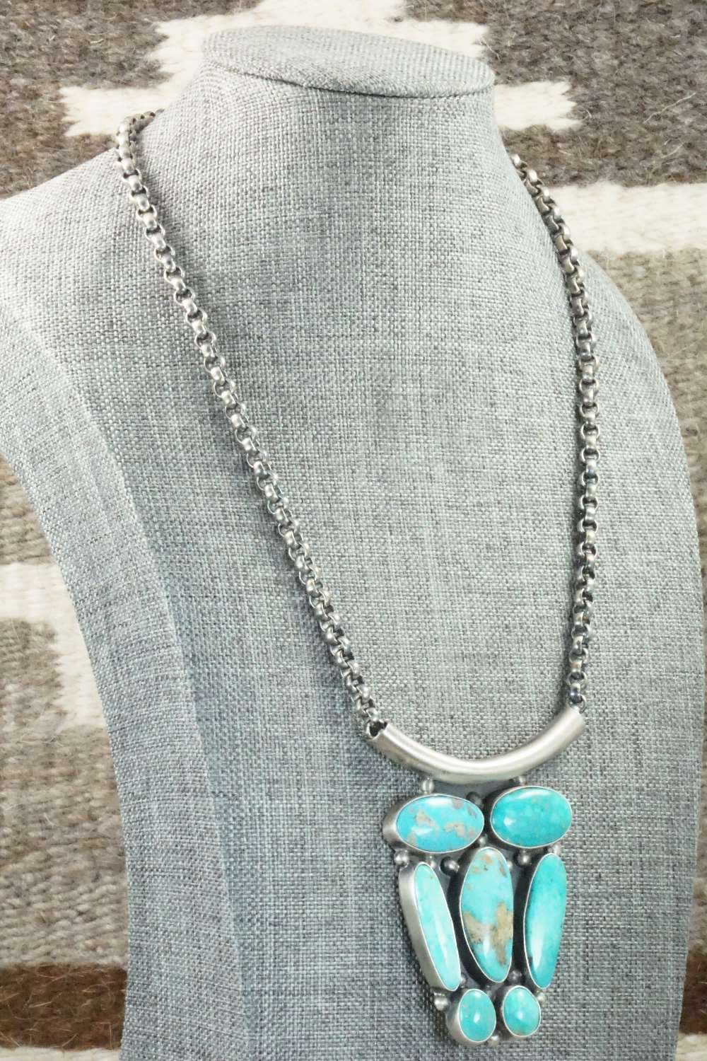 Turquoise & Sterling Silver Necklace - Raymond Delgarito