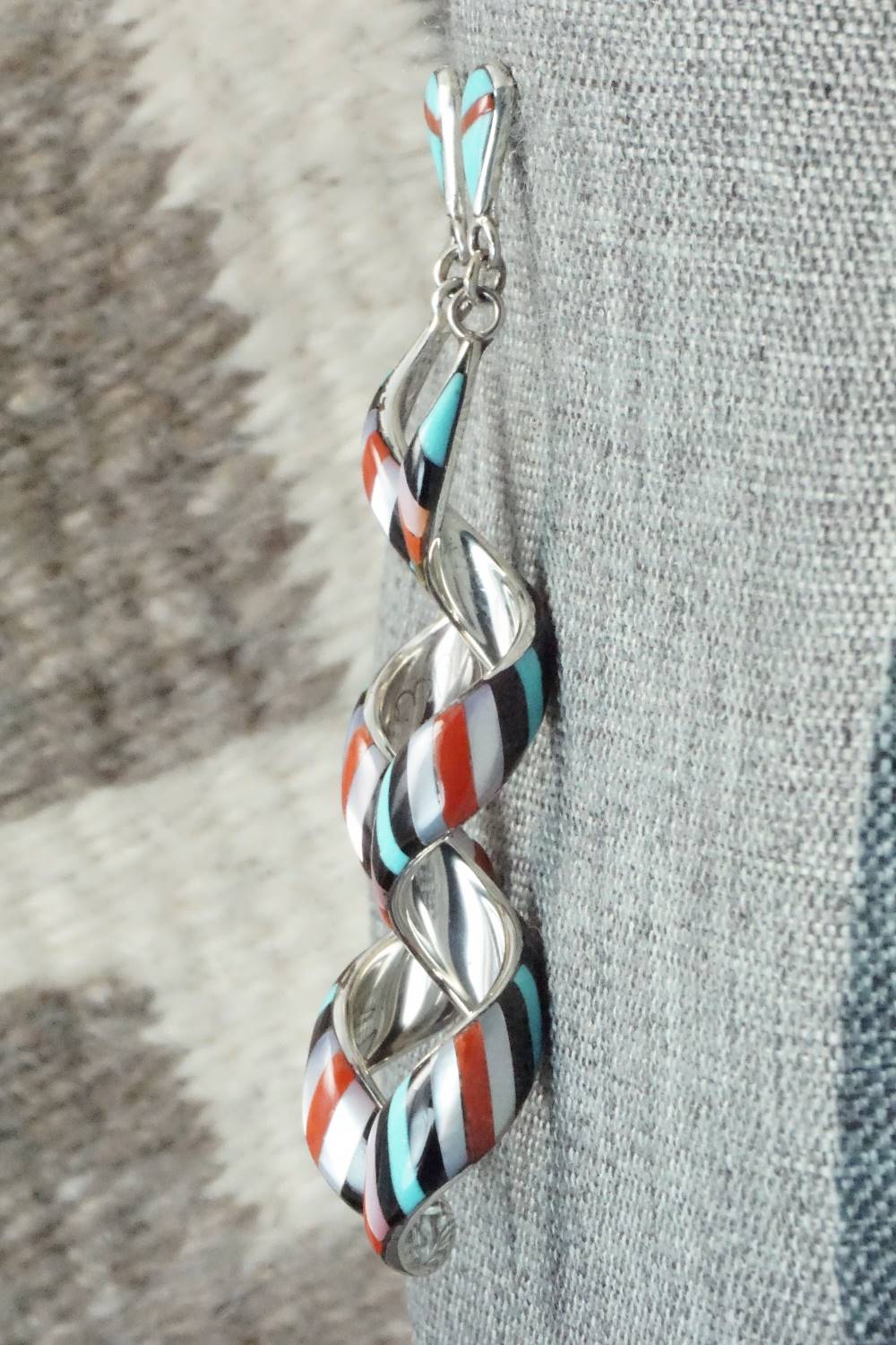 Multi Stone & Sterling Silver Inlay Earrings - Idella Edaakie