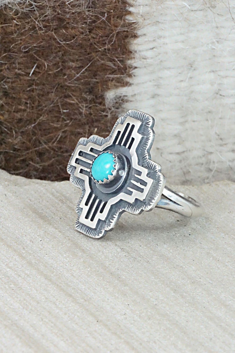 Turquoise & Sterling Silver Ring - Alice Rose Saunders - Size 7.5