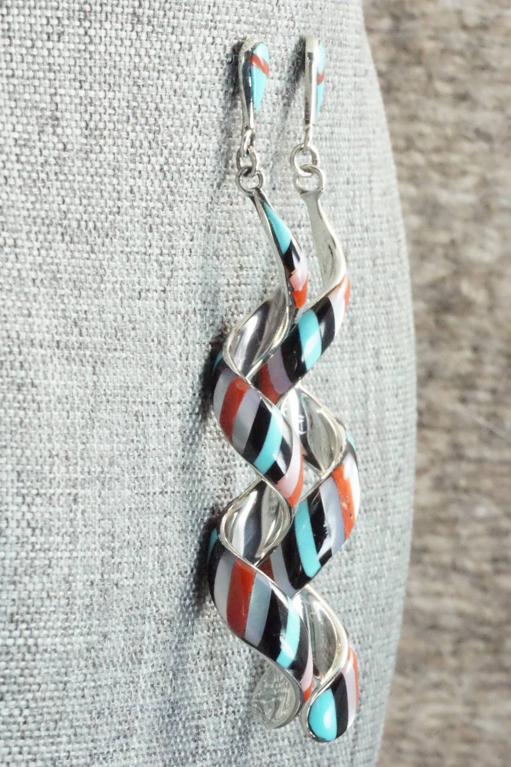 Multi Stone & Sterling Silver Inlay Earrings - Idella Edaakie
