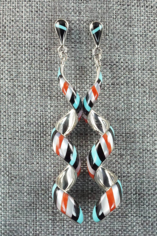 Multi Stone & Sterling Silver Inlay Earrings - Idella Edaakie