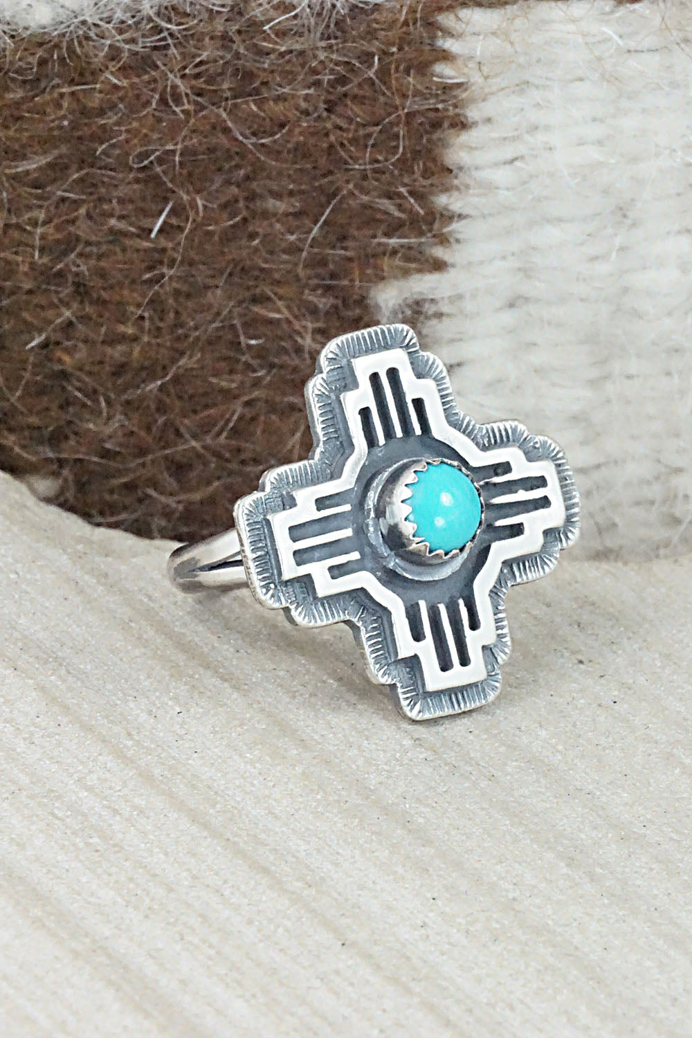 Turquoise & Sterling Silver Ring - Alice Rose Saunders - Size 7.5