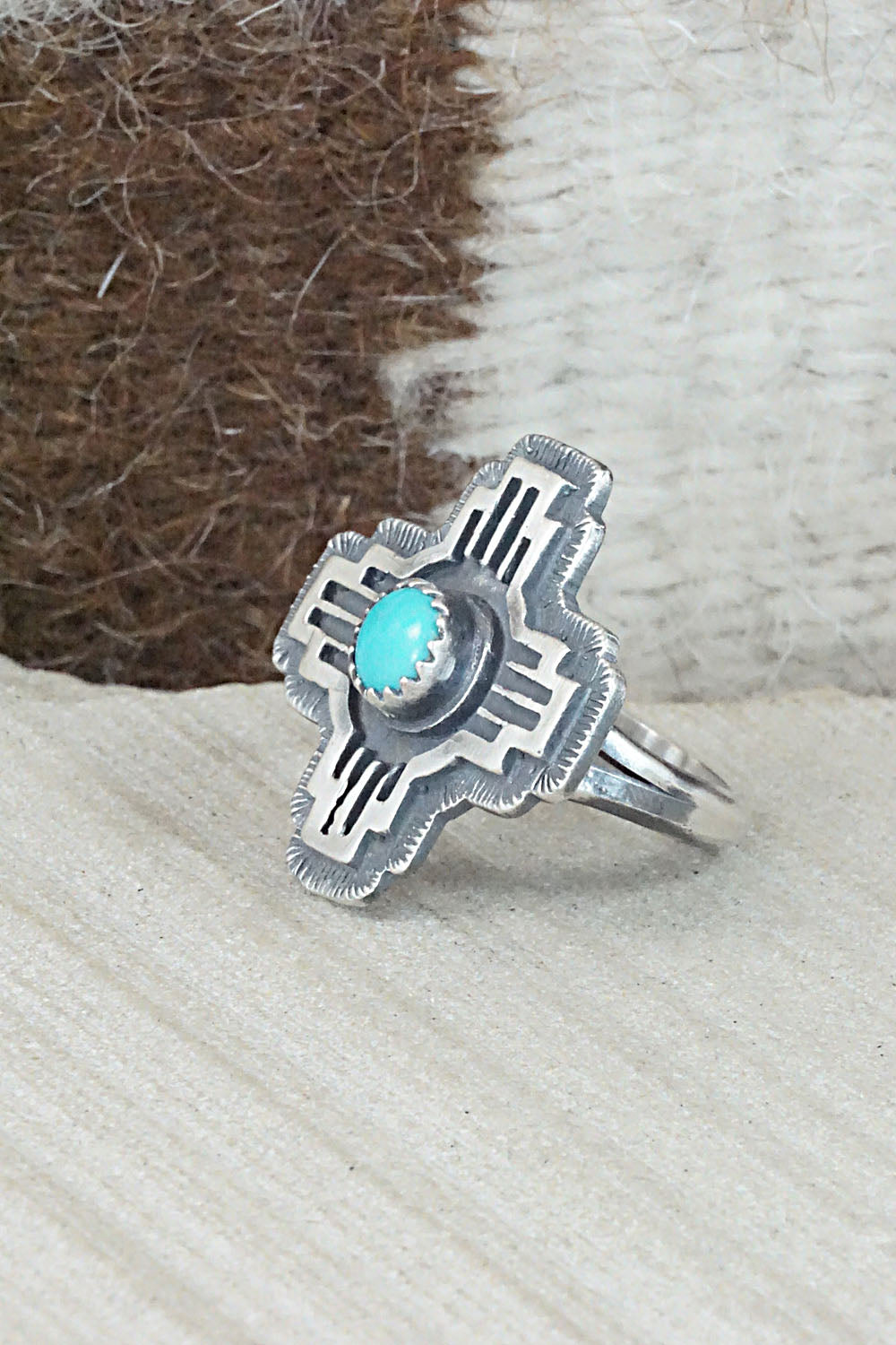 Turquoise & Sterling Silver Ring - Alice Rose Saunders - Size 7.5