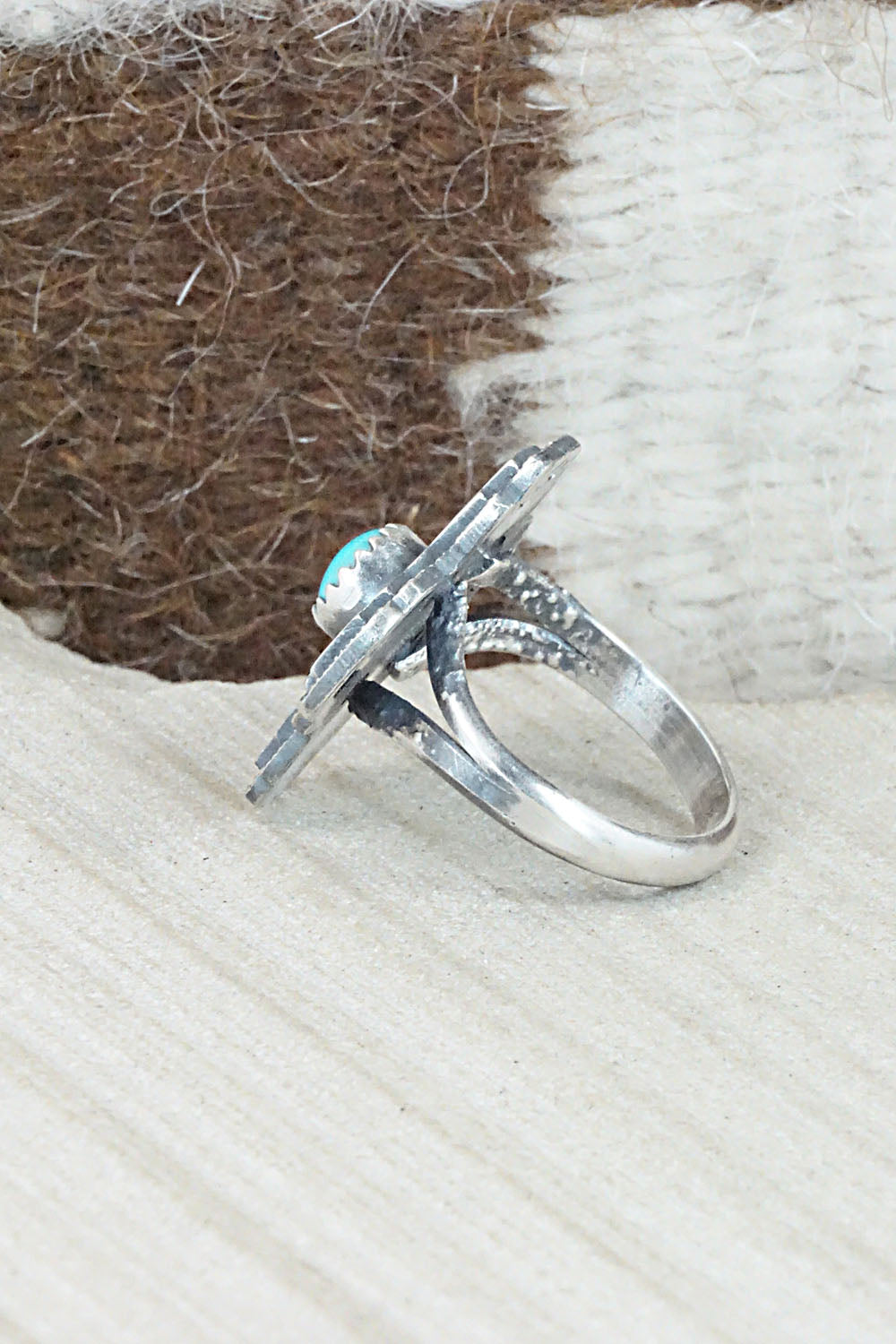 Turquoise & Sterling Silver Ring - Alice Rose Saunders - Size 7.5