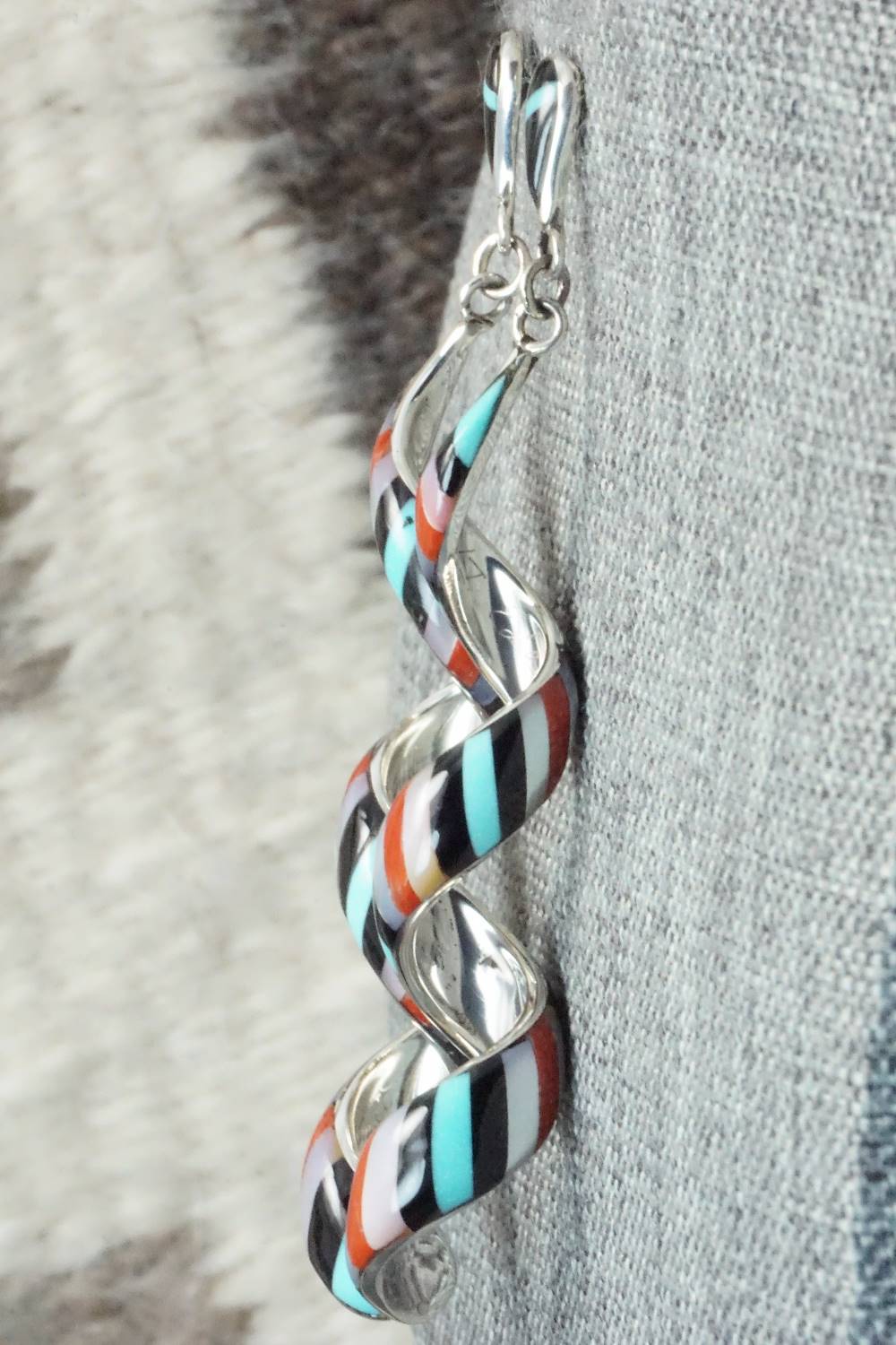 Multi Stone & Sterling Silver Inlay Earrings - Idella Edaakie