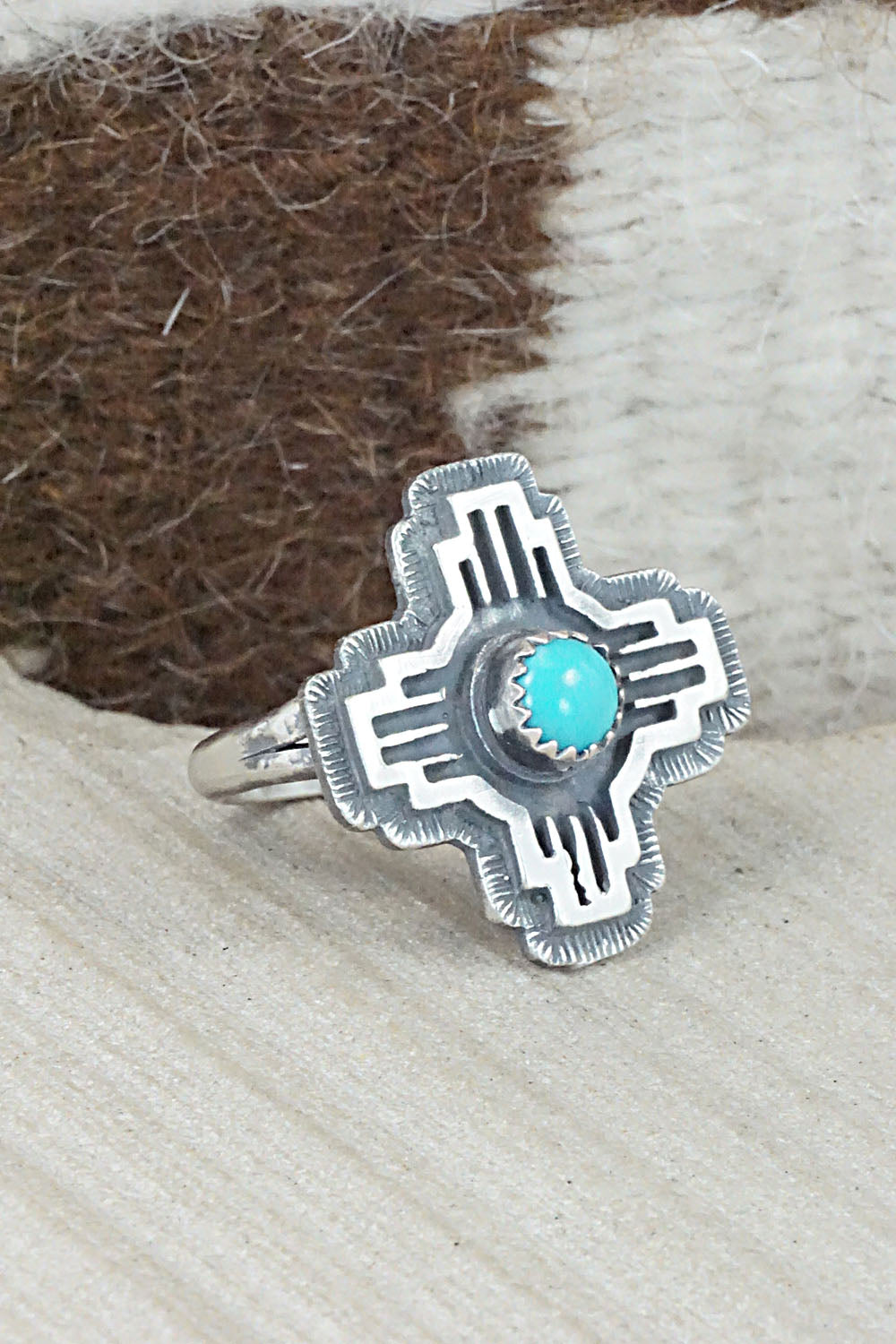 Turquoise & Sterling Silver Ring - Alice Rose Saunders - Size 7.5