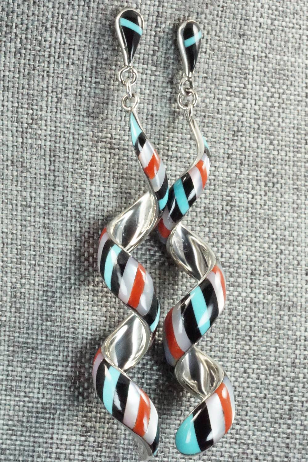 Multi Stone & Sterling Silver Inlay Earrings - Idella Edaakie