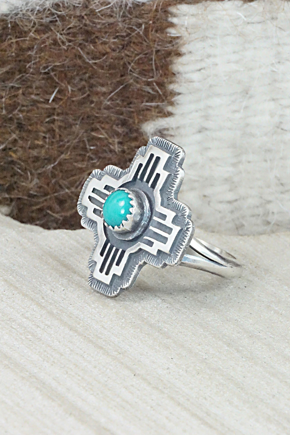 Turquoise & Sterling Silver Ring - Alice Rose Saunders - Size 8.75